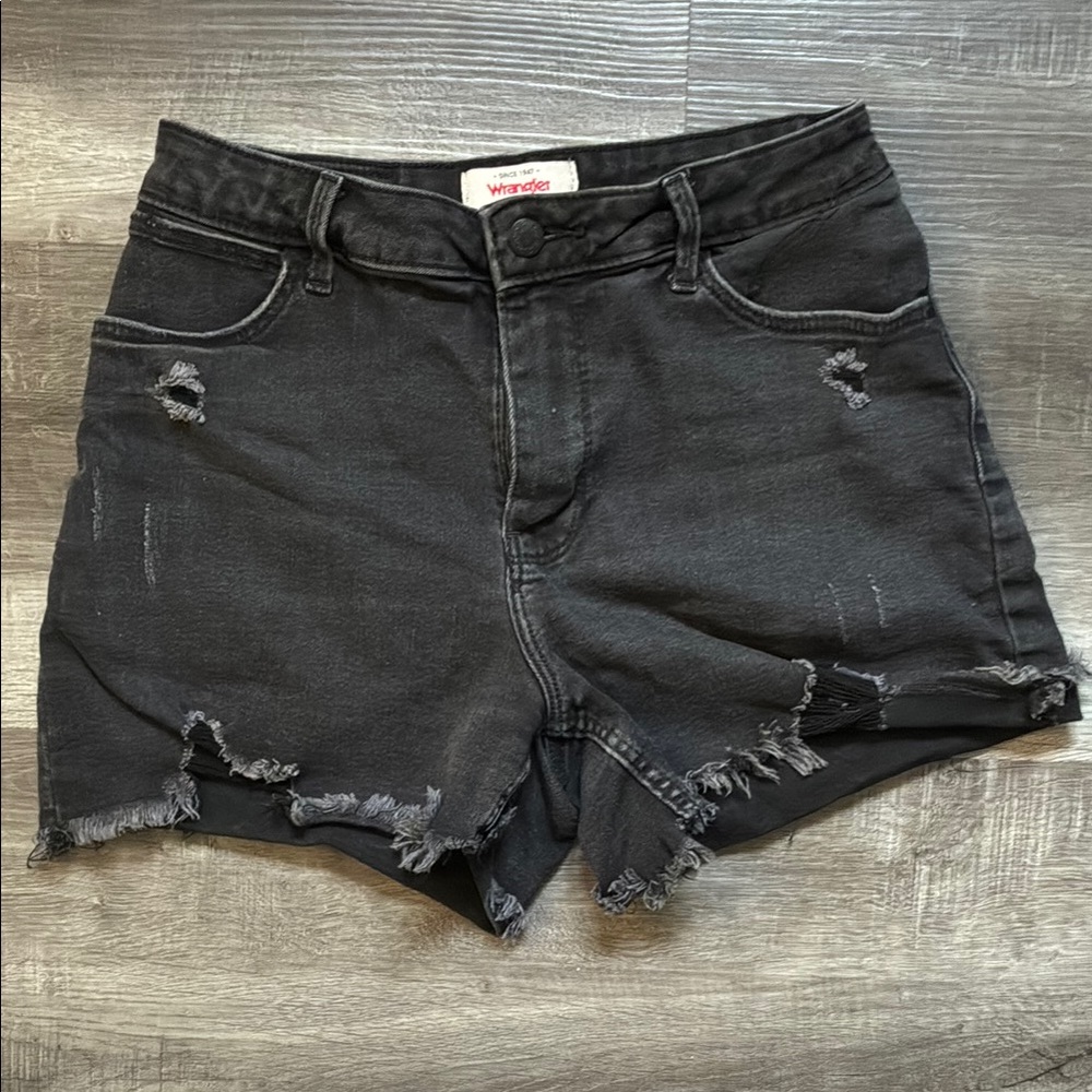 Wrangler Women's Dark Gray Distressed Jean Shorts